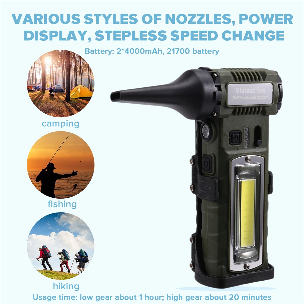 AT59 Handheld Turbo Jet Fan wi - огляд і ціна Brushless Motor