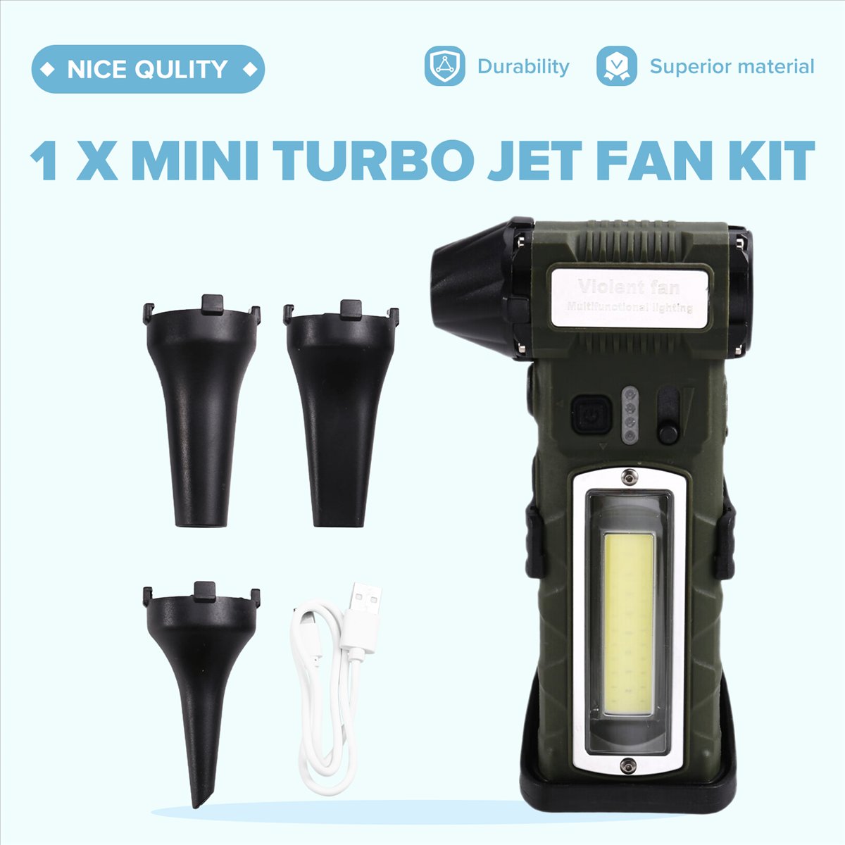 AT59 Handheld Turbo Jet Fan wi - огляд і ціна Brushless Motor