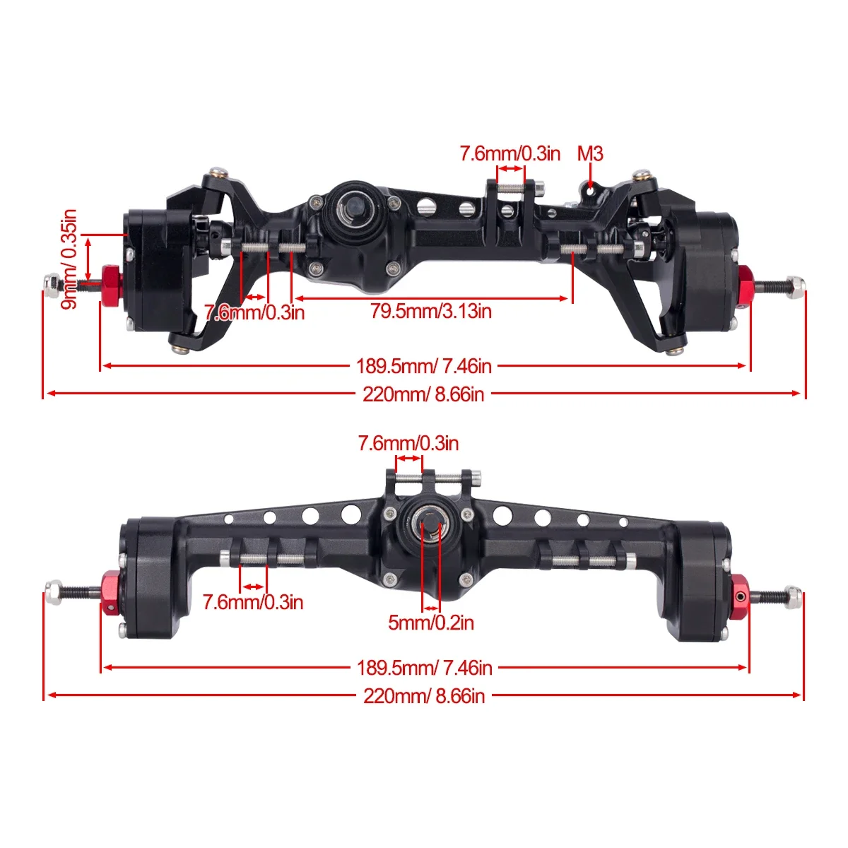CNC Aluminum SCX10 III Front R - огляд і ціна Rc Crawler Axle Parts