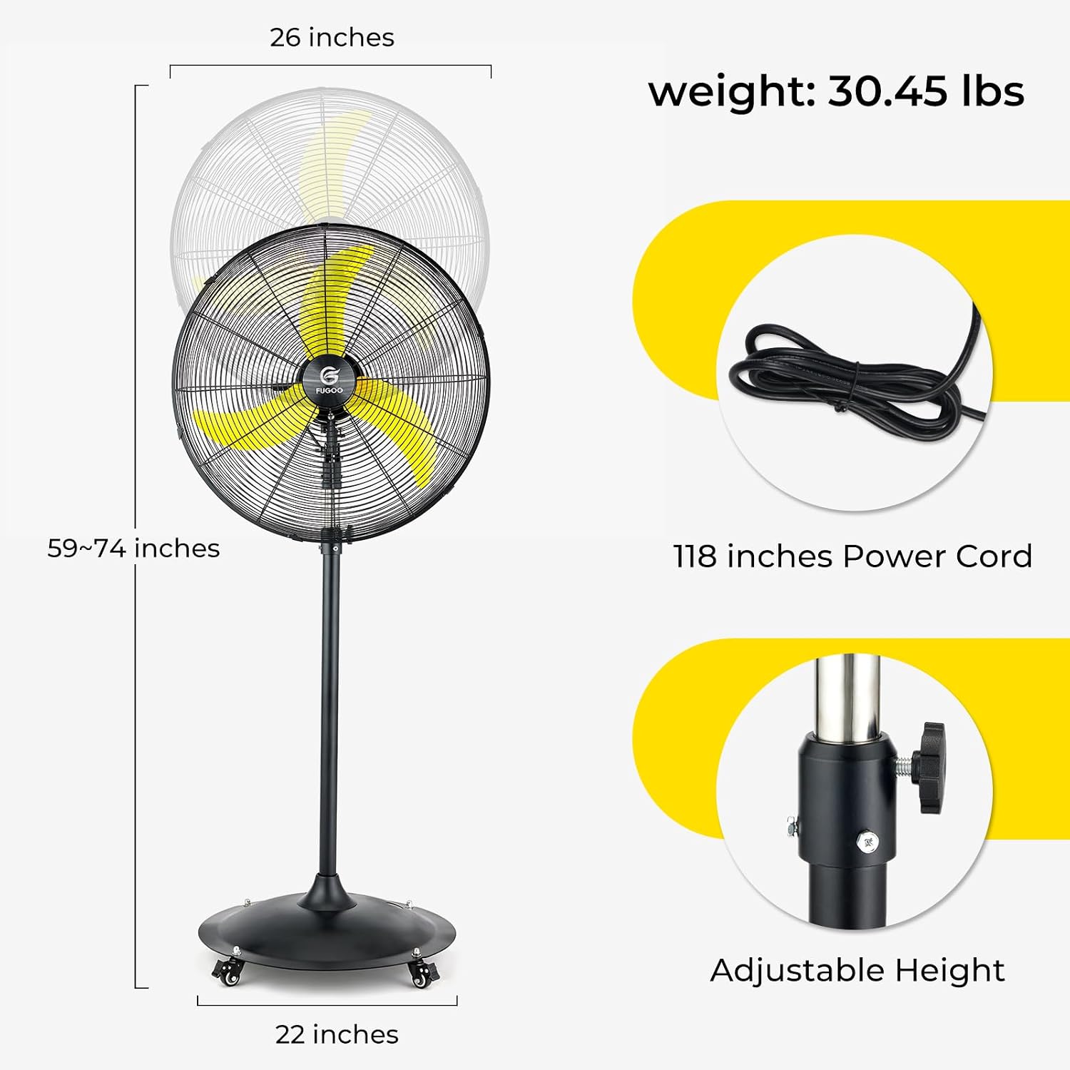 24'' Outdoor Oscillating Pedes - огляд і ціна Brushless Motor