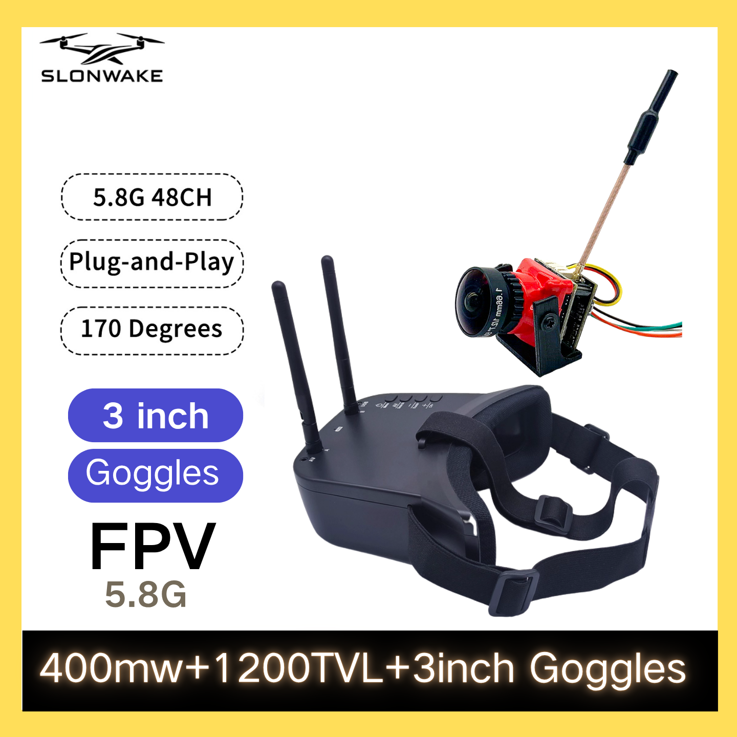 SLONWAKE 5.8G 48CH FPV 400mw V - огляд і ціна Drone Rc Aircraft