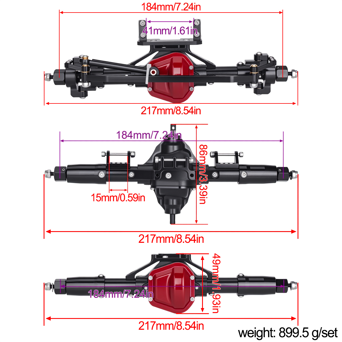 Metal Alloy Front Middle Rear  - огляд і ціна Rc Crawler Axle Parts
