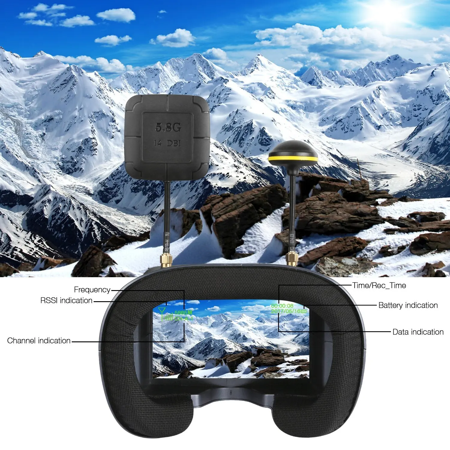 FPV Goggles 008D 5.8G 40CH 4.3 - огляд і ціна Fpv Goggles Headset